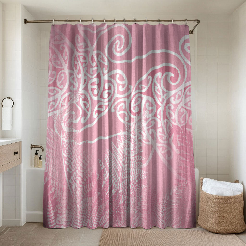 Aotearoa Maori Koru Curves Bathroom Set Silver Ferns - Rose Pink