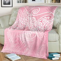 Aotearoa Maori Koru Curves Blanket Silver Ferns - Rose Pink