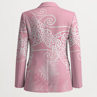 Aotearoa Maori Koru Curves Blazer Silver Ferns - Rose Pink