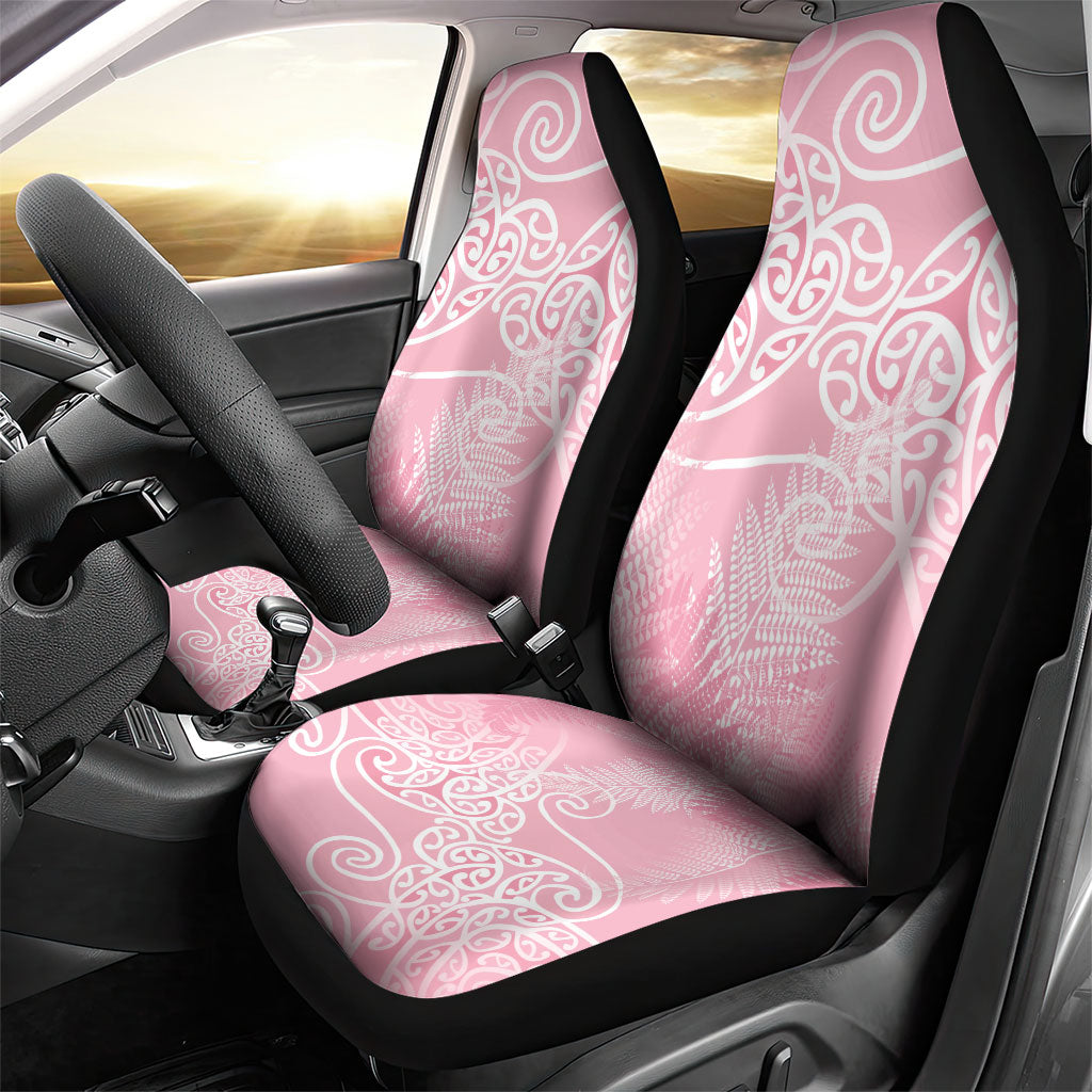 Aotearoa Maori Koru Curves Car Seat Cover Silver Ferns - Rose Pink