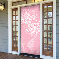 Aotearoa Maori Koru Curves Door Cover Silver Ferns - Rose Pink