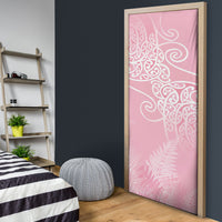 Aotearoa Maori Koru Curves Door Cover Silver Ferns - Rose Pink