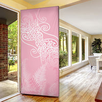 Aotearoa Maori Koru Curves Door Cover Silver Ferns - Rose Pink