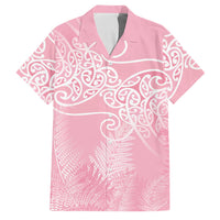 Aotearoa Maori Koru Curves Family Matching Mermaid Dress and Hawaiian Shirt Silver Ferns - Rose Pink LT7 Dad's Shirt - Short Sleeve Pink - Polynesian Pride