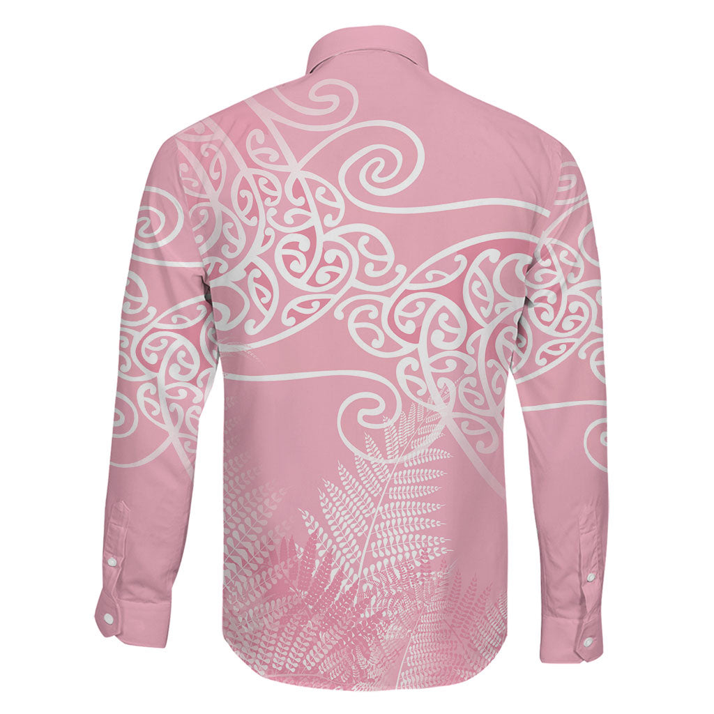 Aotearoa Maori Koru Curves Family Matching Mermaid Dress and Hawaiian Shirt Silver Ferns - Rose Pink LT7 - Polynesian Pride