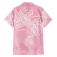 Aotearoa Maori Koru Curves Family Matching Short Sleeve Bodycon Dress and Hawaiian Shirt Silver Ferns - Rose Pink LT7 - Polynesian Pride