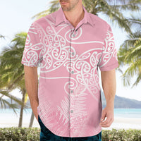Aotearoa Maori Koru Curves Hawaiian Shirt Silver Ferns - Rose Pink