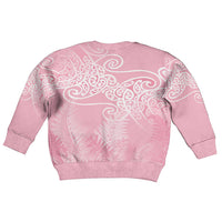 Aotearoa Maori Koru Curves Kid Ugly Christmas Sweater Silver Ferns - Rose Pink LT7 - Polynesian Pride