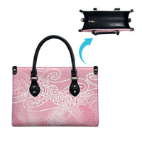 Aotearoa Maori Koru Curves Leather Bag Silver Ferns - Rose Pink