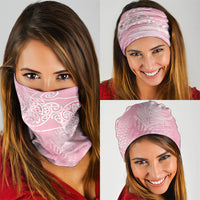 Aotearoa Maori Koru Curves Neck Gaiter Silver Ferns - Rose Pink