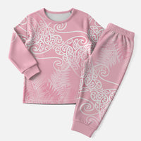 Aotearoa Maori Koru Curves Christmas Pajama Set Silver Ferns - Rose Pink LT7 Men Pink - Polynesian Pride