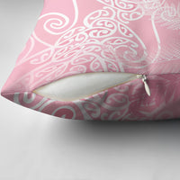 Aotearoa Maori Koru Curves Pillow Cover Silver Ferns - Rose Pink