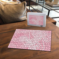 Aotearoa Maori Koru Curves Puzzle Silver Ferns - Rose Pink