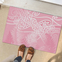 Aotearoa Maori Koru Curves Rubber Doormat Silver Ferns - Rose Pink