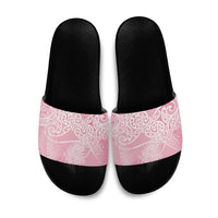 Aotearoa Maori Koru Curves Slide Sandals Silver Ferns - Rose Pink