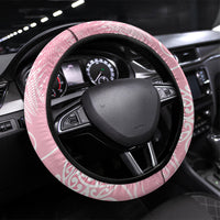 Aotearoa Maori Koru Curves Steering Wheel Cover Silver Ferns - Rose Pink