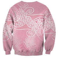 Aotearoa Maori Koru Curves Sweatshirt Silver Ferns - Rose Pink