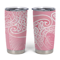 Aotearoa Maori Koru Curves Tumbler Cup Silver Ferns - Rose Pink
