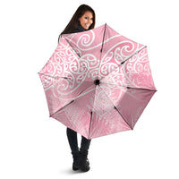 Aotearoa Maori Koru Curves Umbrella Silver Ferns - Rose Pink