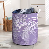 Aotearoa Maori Koru Curves Laundry Basket Silver Ferns - Amethyst