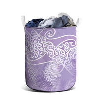 Aotearoa Maori Koru Curves Laundry Basket Silver Ferns - Amethyst