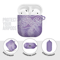 Aotearoa Maori Koru Curves AirPods Case Silver Ferns - Amethyst