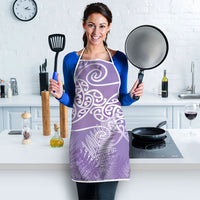 Aotearoa Maori Koru Curves Apron Silver Ferns - Amethyst