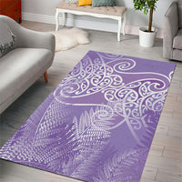Aotearoa Maori Koru Curves Area Rug Silver Ferns - Amethyst