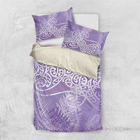 Aotearoa Maori Koru Curves Bedding Set Silver Ferns - Amethyst