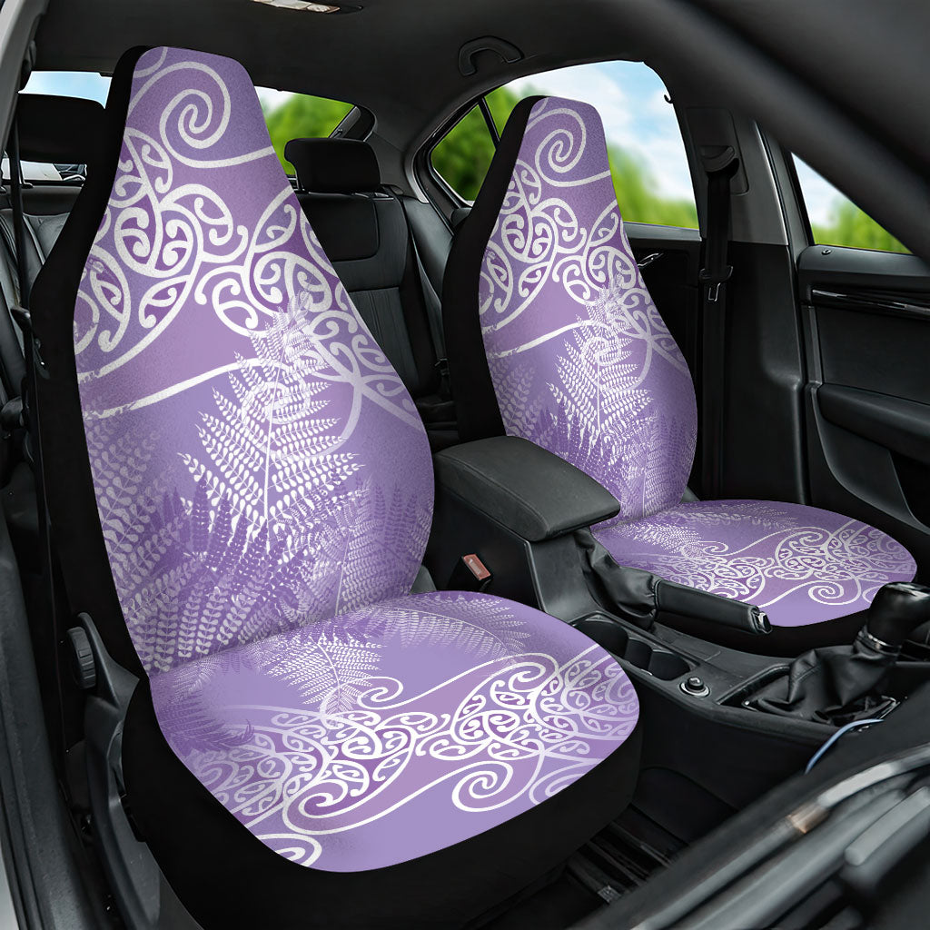 Aotearoa Maori Koru Curves Car Seat Cover Silver Ferns - Amethyst