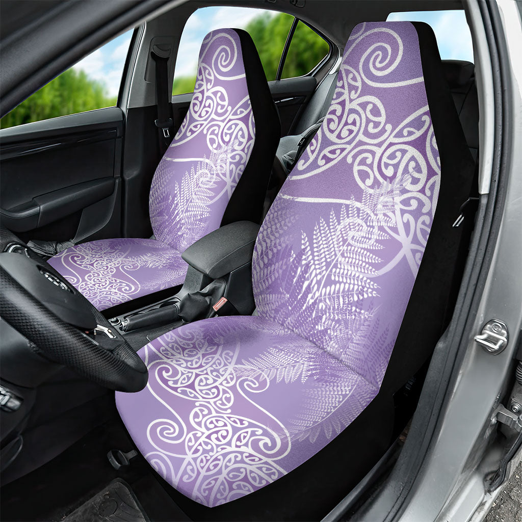 Aotearoa Maori Koru Curves Car Seat Cover Silver Ferns - Amethyst