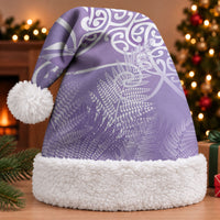 Aotearoa Maori Koru Curves Christmas Santa Hat Silver Ferns - Amethyst LT7 With Fur Purple - Polynesian Pride