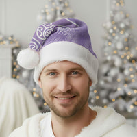 Aotearoa Maori Koru Curves Christmas Santa Hat Silver Ferns - Amethyst LT7 - Polynesian Pride