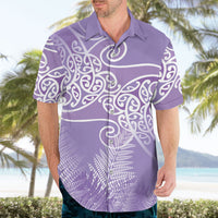 Aotearoa Maori Koru Curves Hawaiian Shirt Silver Ferns - Amethyst