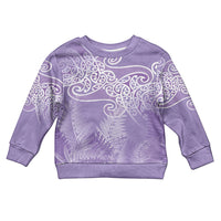 Aotearoa Maori Koru Curves Kid Ugly Christmas Sweater Silver Ferns - Amethyst LT7 Kid Purple - Polynesian Pride