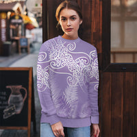 Aotearoa Maori Koru Curves Ugly Christmas Sweater Silver Ferns - Amethyst