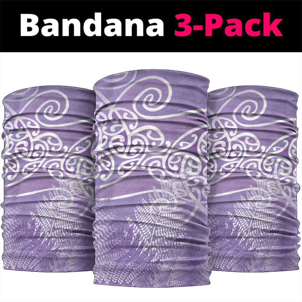 Aotearoa Maori Koru Curves Neck Gaiter Silver Ferns - Amethyst