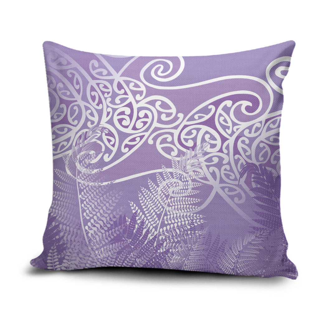 Aotearoa Maori Koru Curves Pillow Cover Silver Ferns - Amethyst