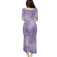 Aotearoa Maori Koru Curves Puletasi Silver Ferns - Amethyst