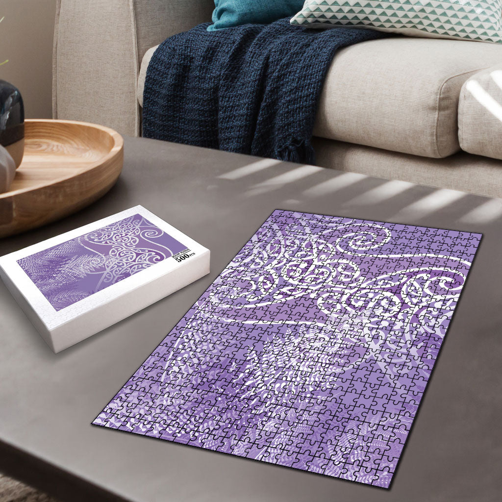 Aotearoa Maori Koru Curves Puzzle Silver Ferns - Amethyst