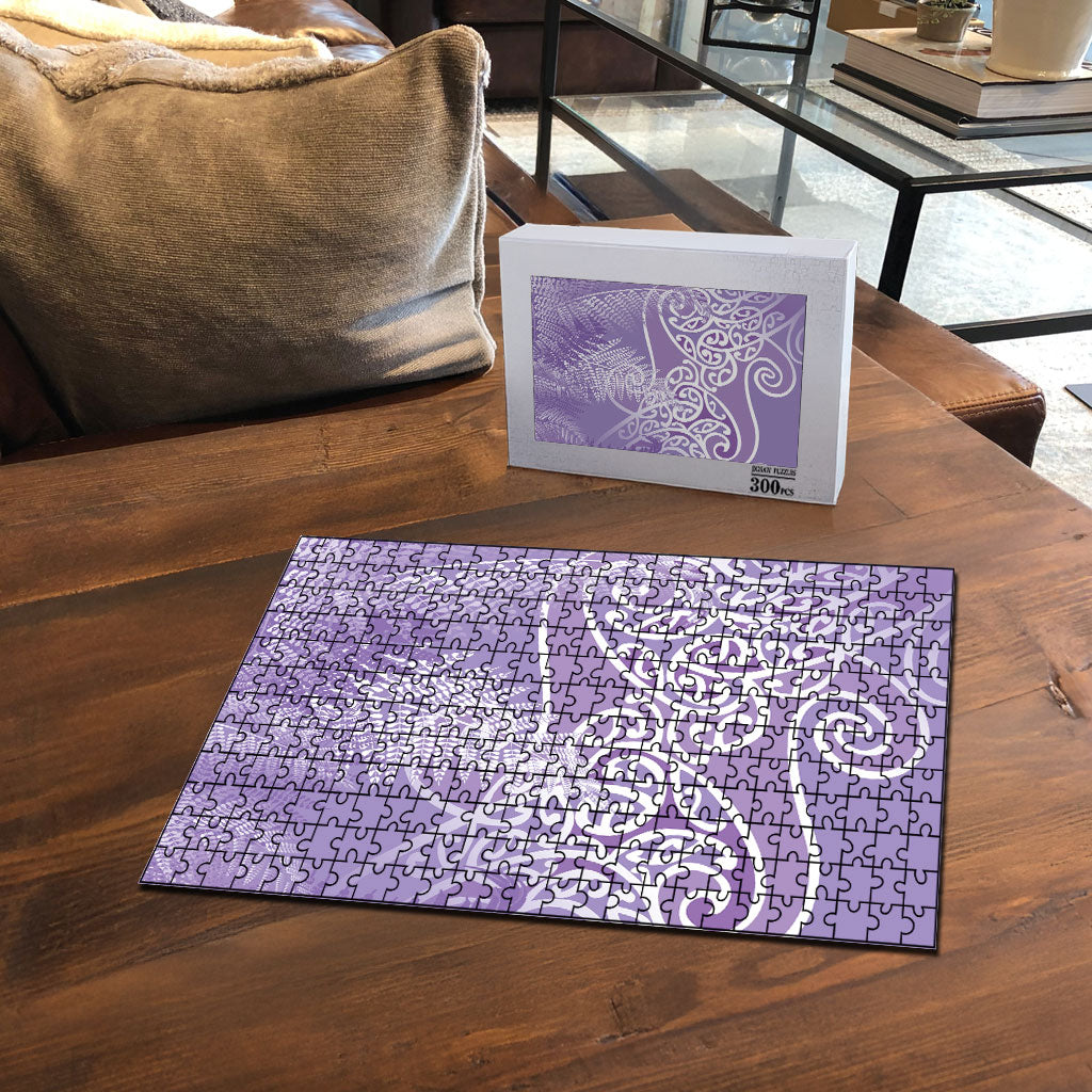 Aotearoa Maori Koru Curves Puzzle Silver Ferns - Amethyst