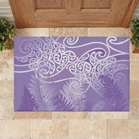 Aotearoa Maori Koru Curves Rubber Doormat Silver Ferns - Amethyst