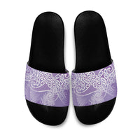 Aotearoa Maori Koru Curves Slide Sandals Silver Ferns - Amethyst