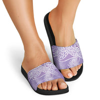Aotearoa Maori Koru Curves Slide Sandals Silver Ferns - Amethyst