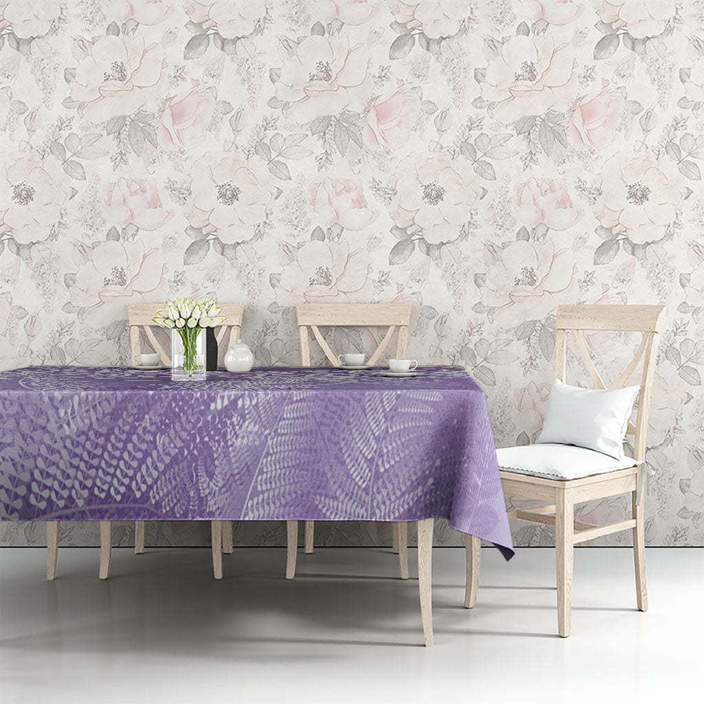 Aotearoa Maori Koru Curves Tablecloth Silver Ferns - Amethyst