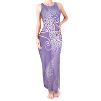 Aotearoa Maori Koru Curves Tank Maxi Dress Silver Ferns - Amethyst
