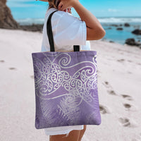 Aotearoa Maori Koru Curves Tote Bag Silver Ferns - Amethyst