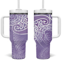 Aotearoa Maori Koru Curves Tumbler With Handle Silver Ferns - Amethyst