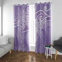 Aotearoa Maori Koru Curves Window Curtain Silver Ferns - Amethyst