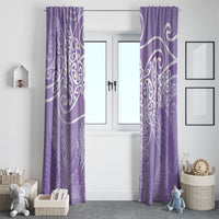Aotearoa Maori Koru Curves Window Curtain Silver Ferns - Amethyst